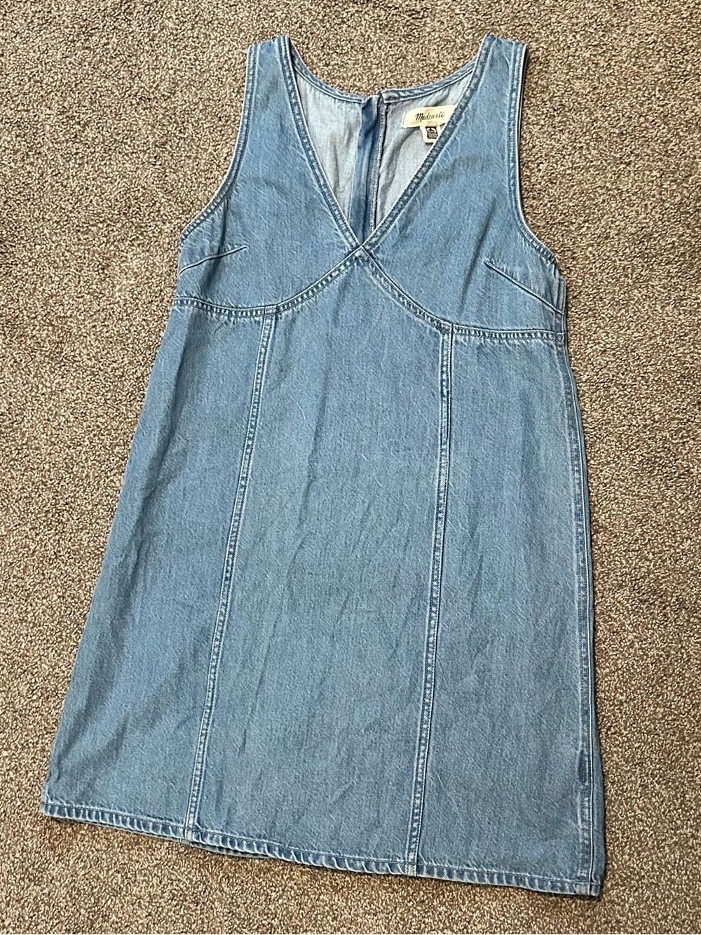 Madewell Ariana V-Neck Mini Dress Miona Wash Denim TENCEL Size M